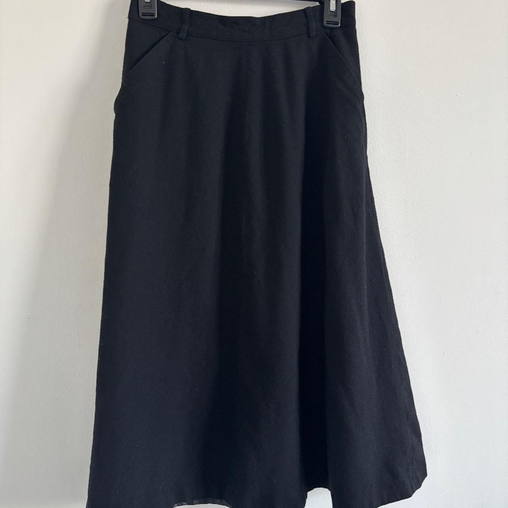 Talbots midi 100% wool Skirt 8 petite black dark academia Witchcore Career goth
